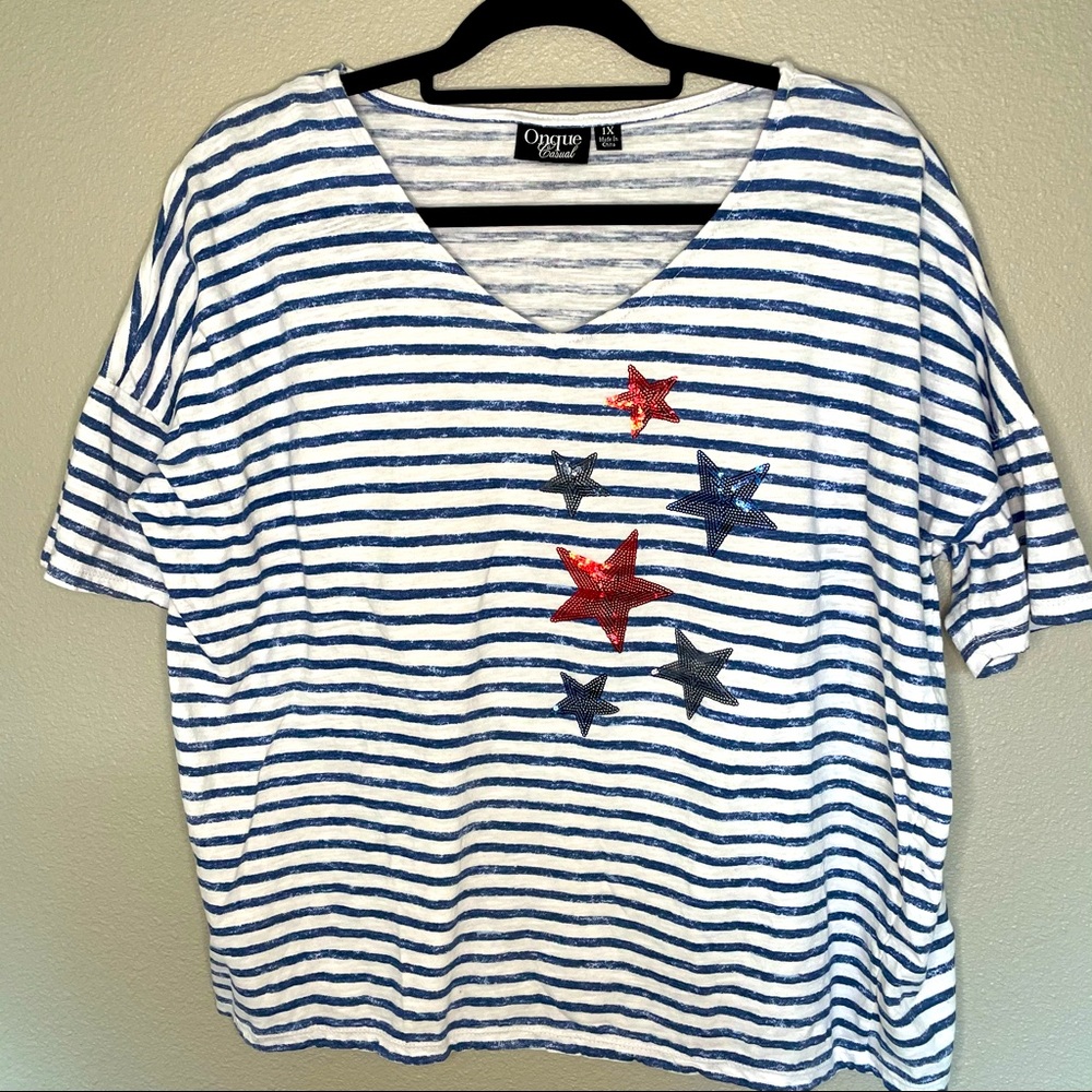 Onque Casuals Blue stripped top